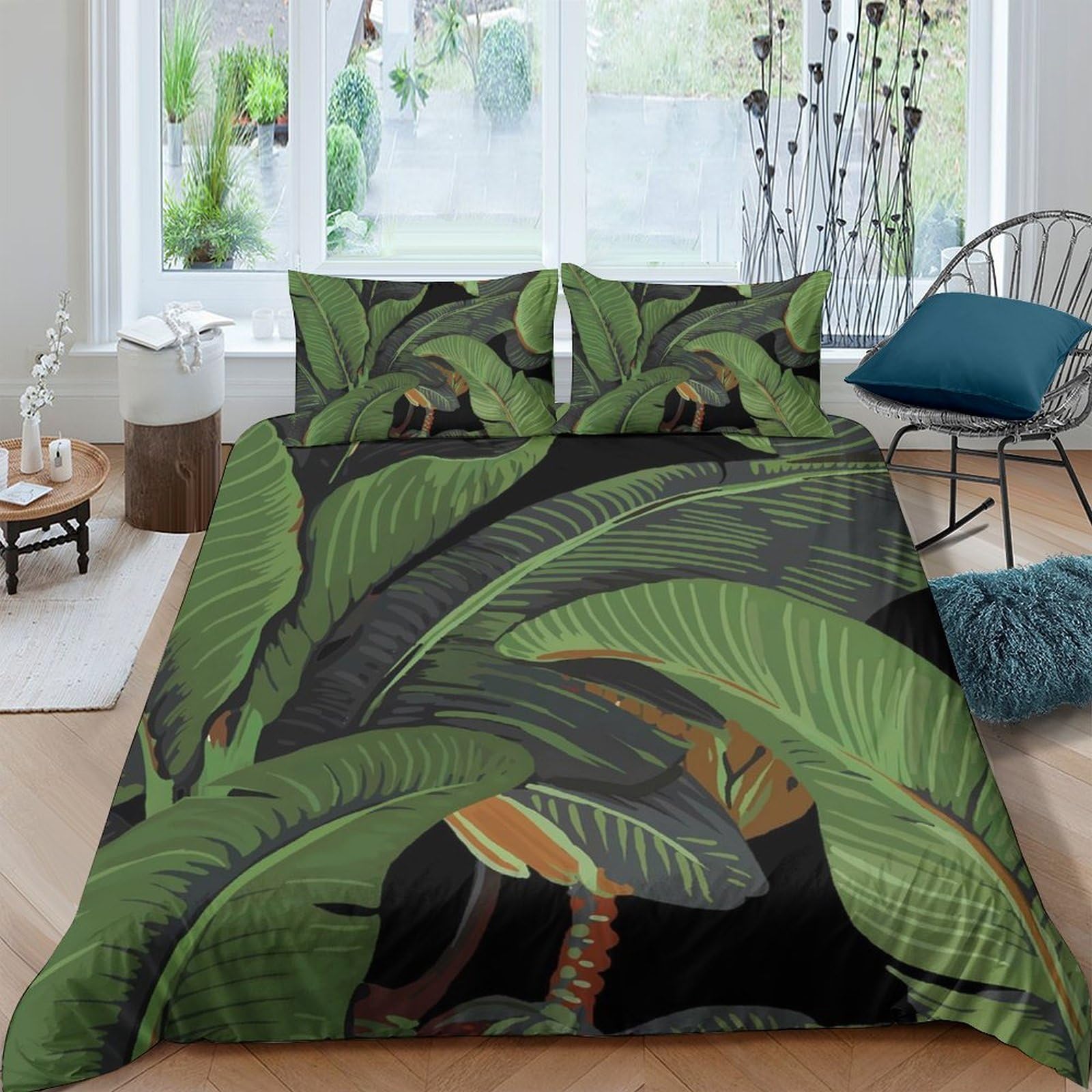 Ctjqhvkz Style-10 3D Printed Tropical Rainforest Fitted Sheet Microfiber Green Leaf Mattress Cover For Bedroom Dorm Decorative Protection Single（135X200cm）