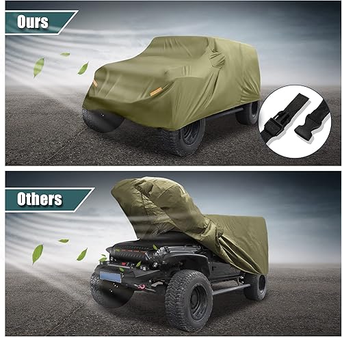 Miniatura 5 de X AUTOHAUX Funda de automóvil para SUV, compatible con Jeep Wrangler JK JL de 2 puertas 2007-2021, impermeable, para exteriores, sol, lluvia, polvo,