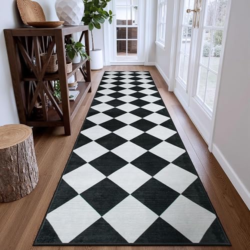 Beeiva Checkered Print Washable Rug Runners for Hallways 2.5x10
