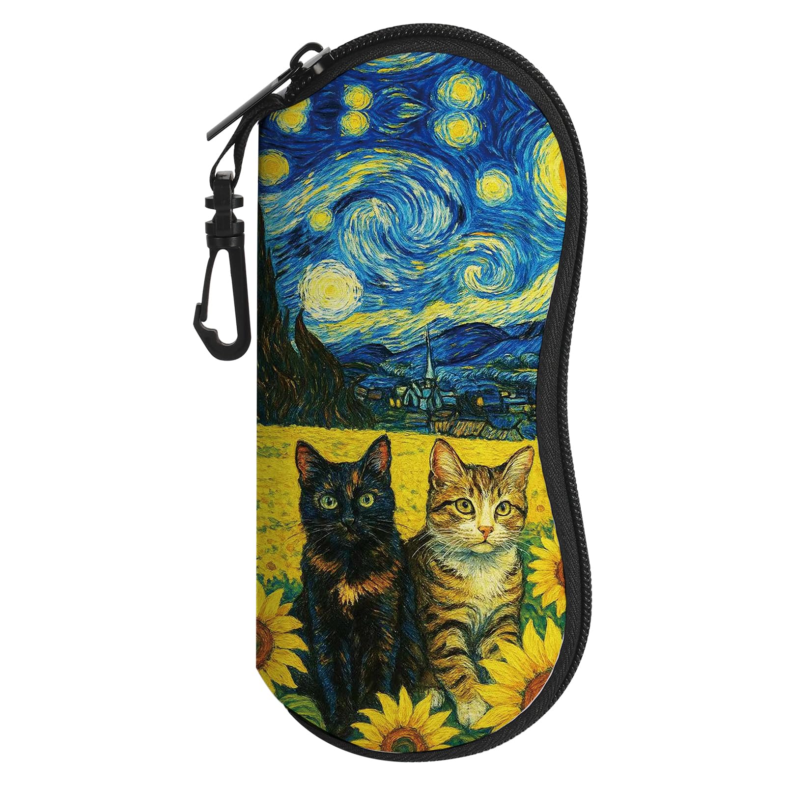 Sunglasses Soft Case, Cute Ultra Light Portable Neoprene Zipper Eyeglass Glasses Case with Belt Clip for Men Women