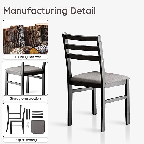 Miniatura 5 de Livinia Seattle Juego de 2 sillas modernas de estilo granja para cocina y comedor, sillas de madera maciza con respaldo de escalera y asiento