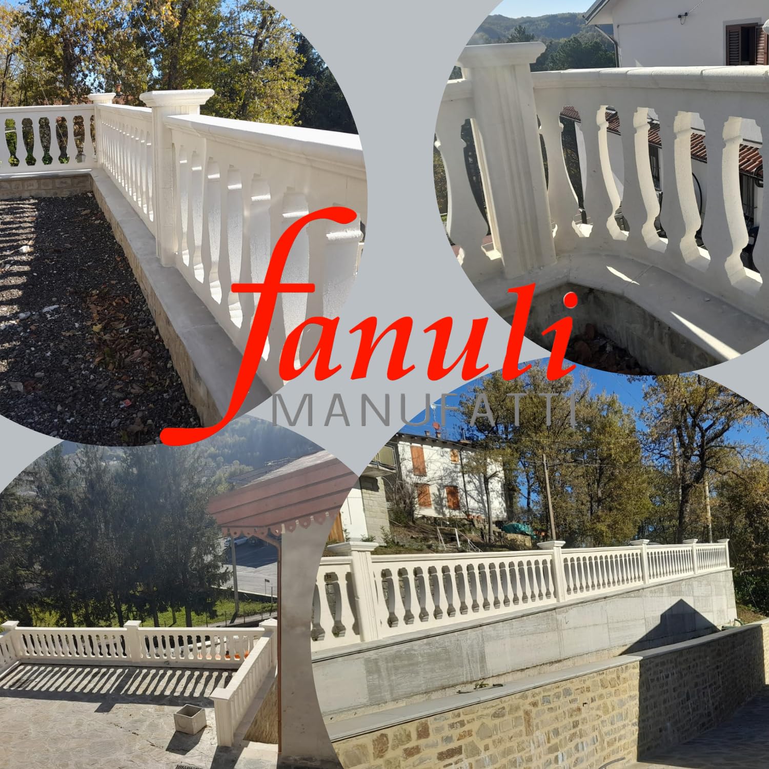 Fanuli Manufatti Ringhiera in Cemento per Esterni Modello Vecchia Leuca – Balaustra Componibile 25x25 per Recinzione Giardino, Balcone e Terrazzo – Ideale per Fai da Te e Ristrutturazioni (Bianco)