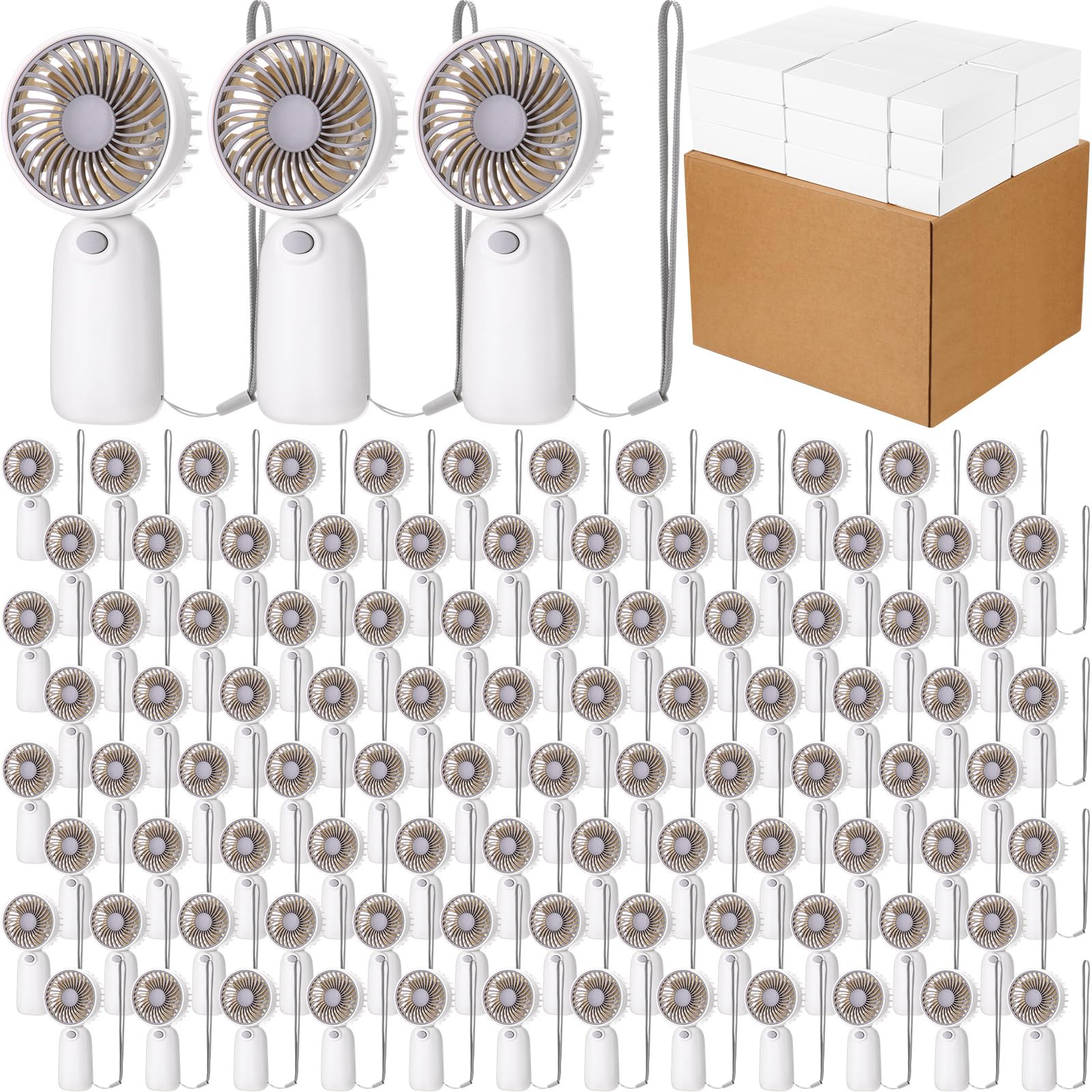 Woanger Tragbarer Mini-Handventilator, Großpackung mit Seilwimpern, Schreibtischventilator für Make-up, Sommer, Wertschätzung, Geschenke, einzeln verpackt, für Hochzeit, Reisen, Camping, Wandern, Grau