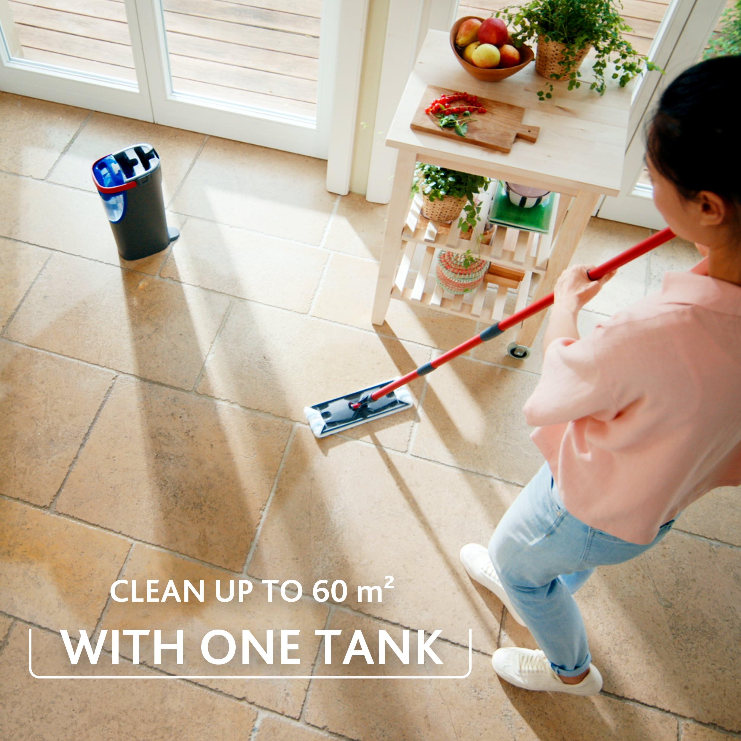 Vileda H2PrO Flat Mop Sistema lavapavimenti a piastra piatta | Separazione acqua pulita e sporca | Progettato per risparmiare acqua | Utilizzo a una mano | Design compatto | Pulizia con microfibra