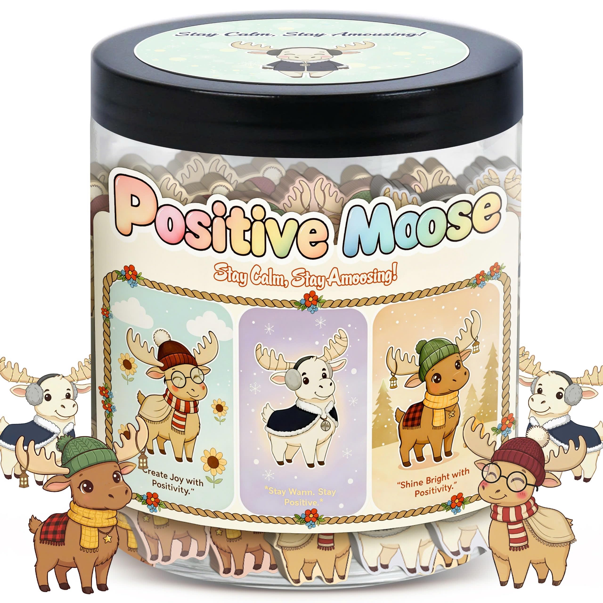DEARMINE Positive Moose Jar | 60 Daily Affirmation Cards for Holiday Gifts - main product image
