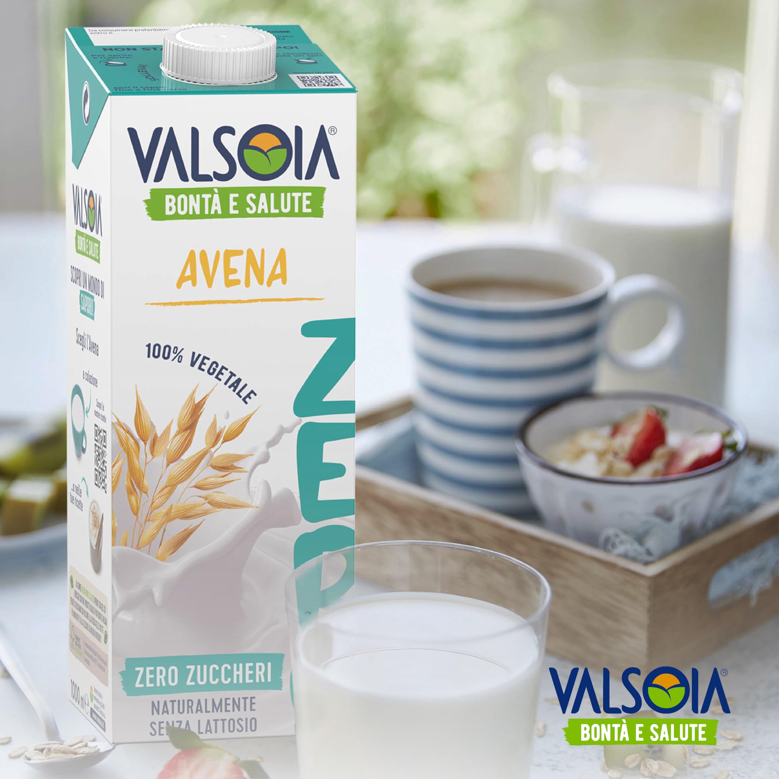 Valsoia - Bevanda Avena Zero Zuccheri, Box da 10 Tetra Brik da 1000 ml, 100% Vegetale, Senza Lattosio, con Calcio e Vitamine, Ideale anche per Vegani e Vegetariani, può Contenere Tracce di Glutine