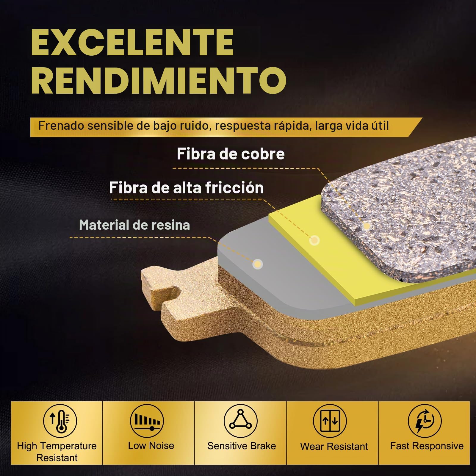 S SYUU Motocicleta ibra de cobre delantero y trasero Pastillas de freno Compatible con Honda CB 600 Hornet ABS Model 2007 2008 2009 2010 2011 2012 2013 FA388F FA174R