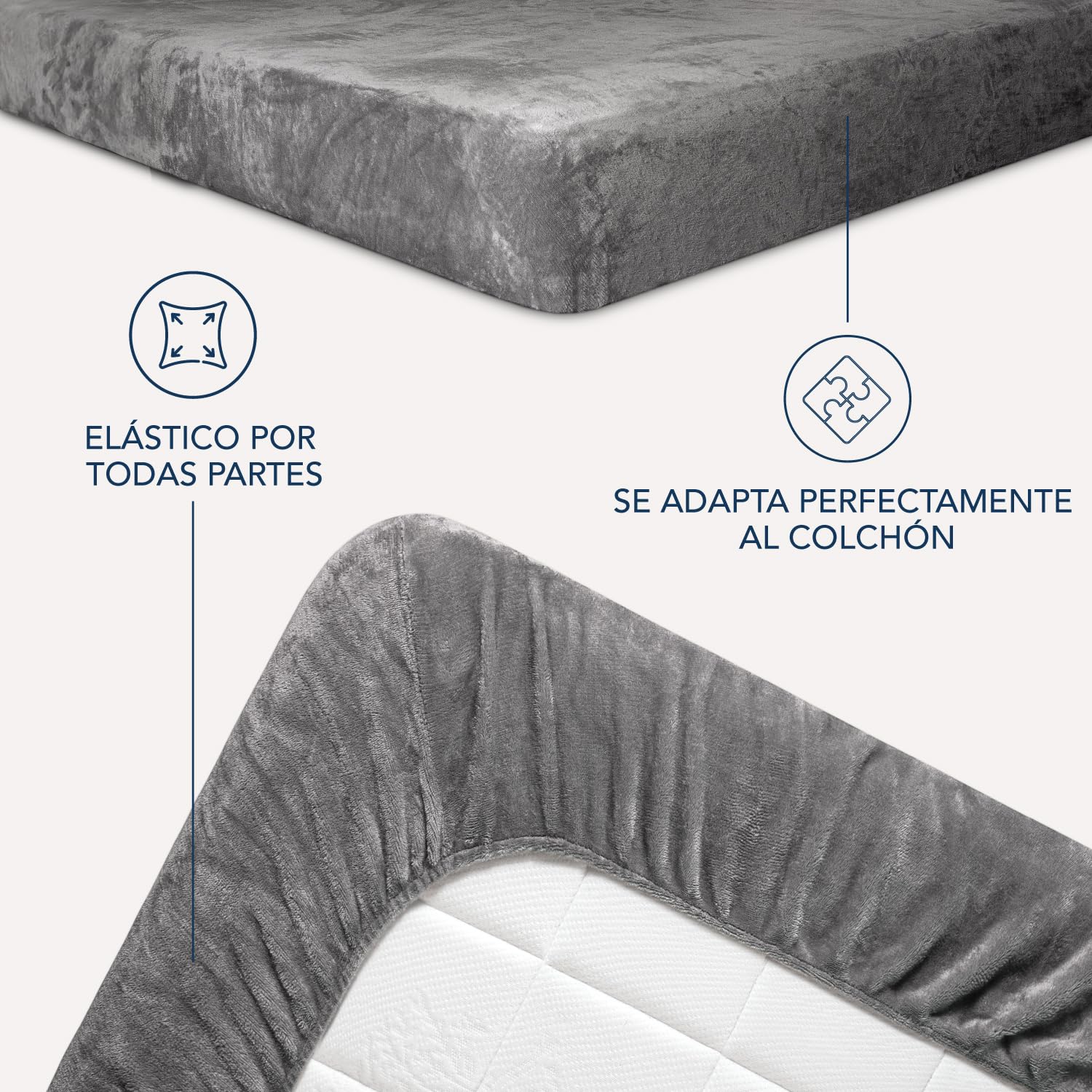 DREAMZIE Sábana Bajera 180-200x200 - Gris Oscuro - Sabana Pola para Cama de 180 a 200 x 200 cm - Oeko Tex