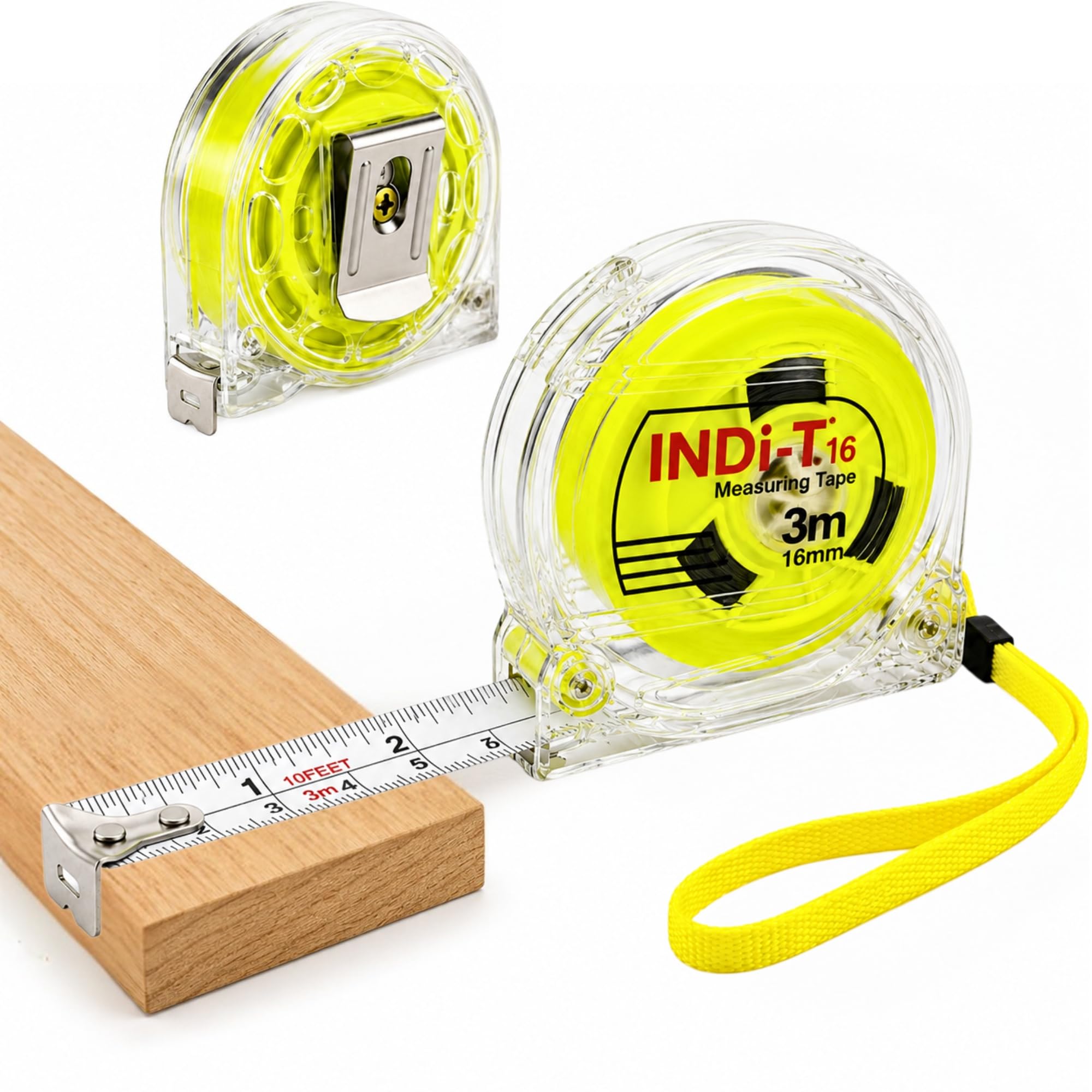 Transparent Inchi Measuring Tape 3m:16mm Steel Tape Measure with Clear Unbreakable ABS Case, Metric & Inch Scale, Wrist Strap, Pocket Measuring Tool for Home, DIY, Construction, Carpentry & Crafts-image-16