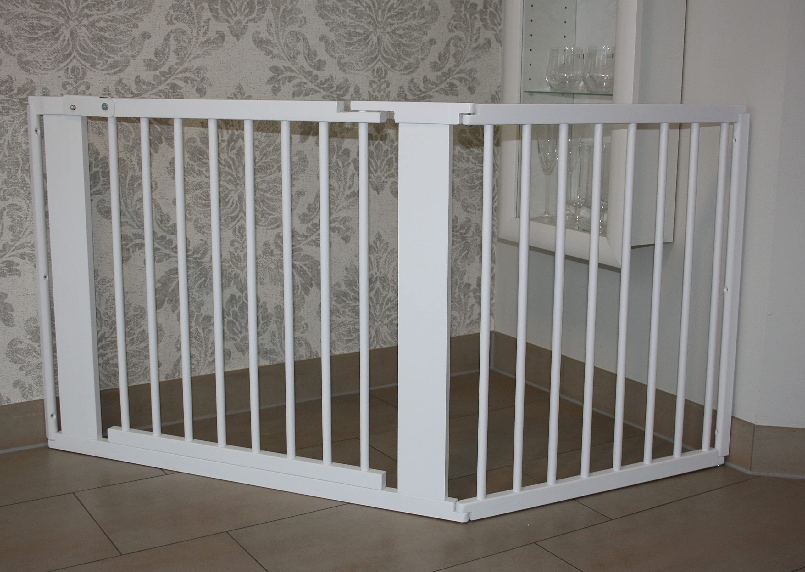 Schutzgitter Absperrgitter Türgitter Treppenschutzgitter V 117 bis 363 cm Weiss (155cm)