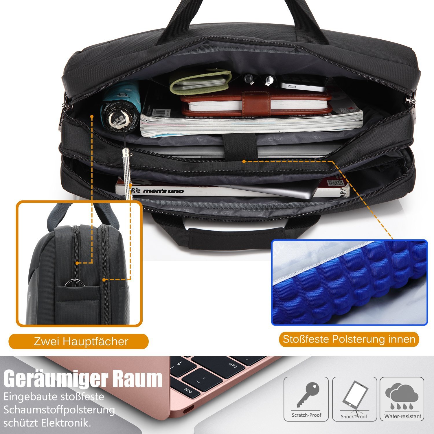 Sacoche Ordinateur CoolBELL Portable de 17.3 Pouces, Nylon, Noir Sacoche Ordinateur CoolBELL Portable de 17.3 Pouces, Nylon, Noir