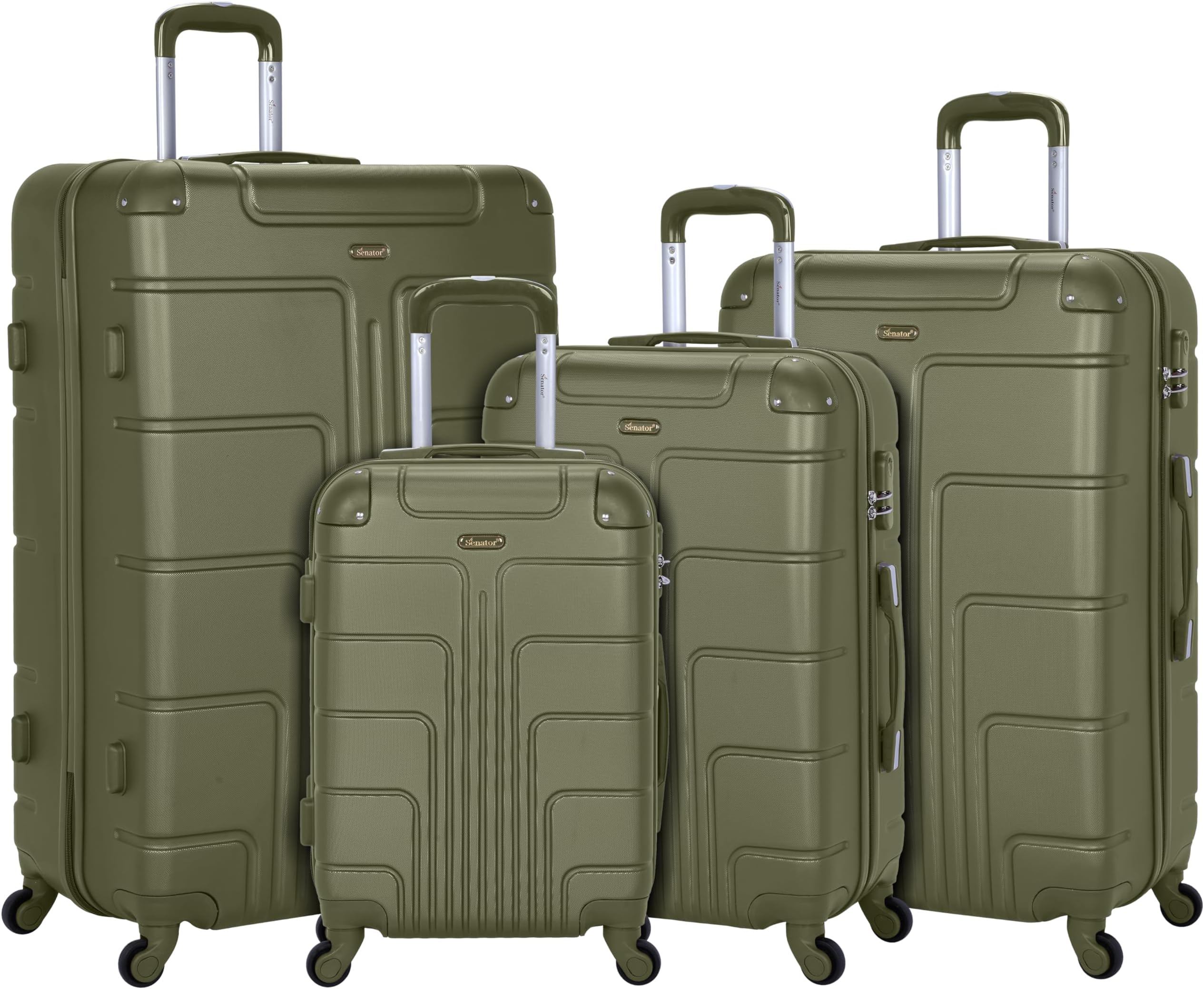 Hard Shell Luggage Set 4-Piece Suit Case on Wheels for Unisex Travel A1012 | ABS Lightweight Hard sided Luggage with Spinner Wheels 4 (Set of 4, Olive)