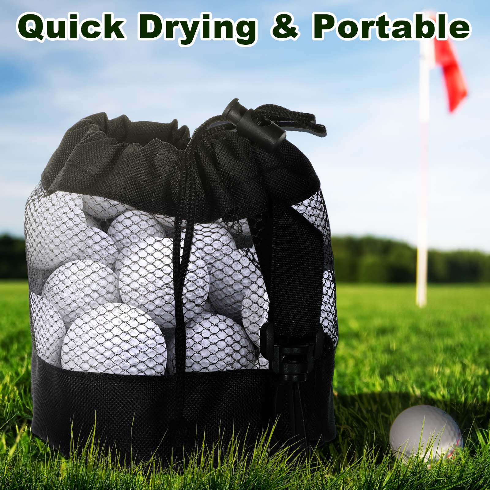 Grevosea Sacchetti per Palline da Golf in Rete di Nylon con Coulisse, Borsa Porta Palline, Accessori Golf Nero