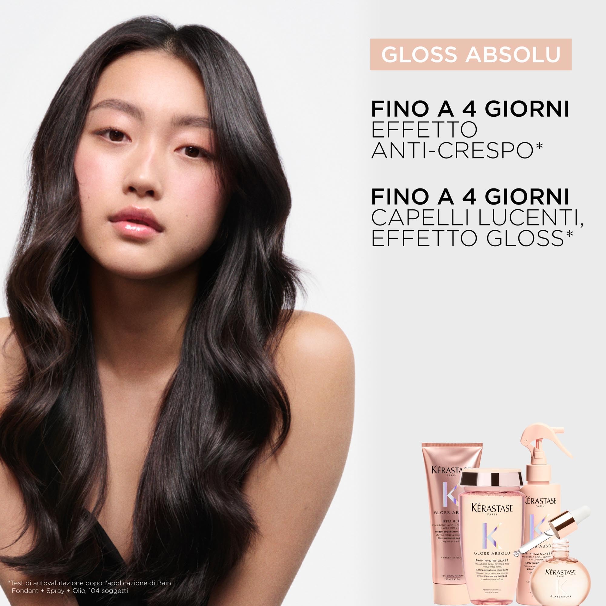 Kérastase Gloss Absolu, Shampoo per Capelli Crespi, Con Acido Glicolico, Acido Ialuronico e Olio di Rosa Canina, Bain Hydra-Glaze, 250ml