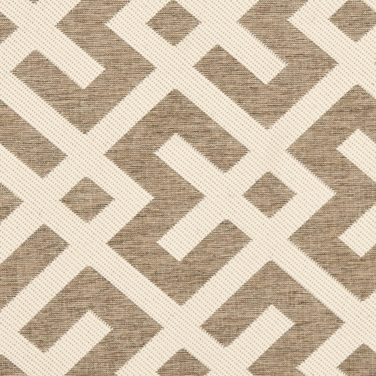 SAFAVIEH Courtyard Collection 5'3" Round Brown/Bone CY6915 Indoor/ Outdoor Waterproof Easy--Cleaning Patio Backyard Mudroom Area--Rug