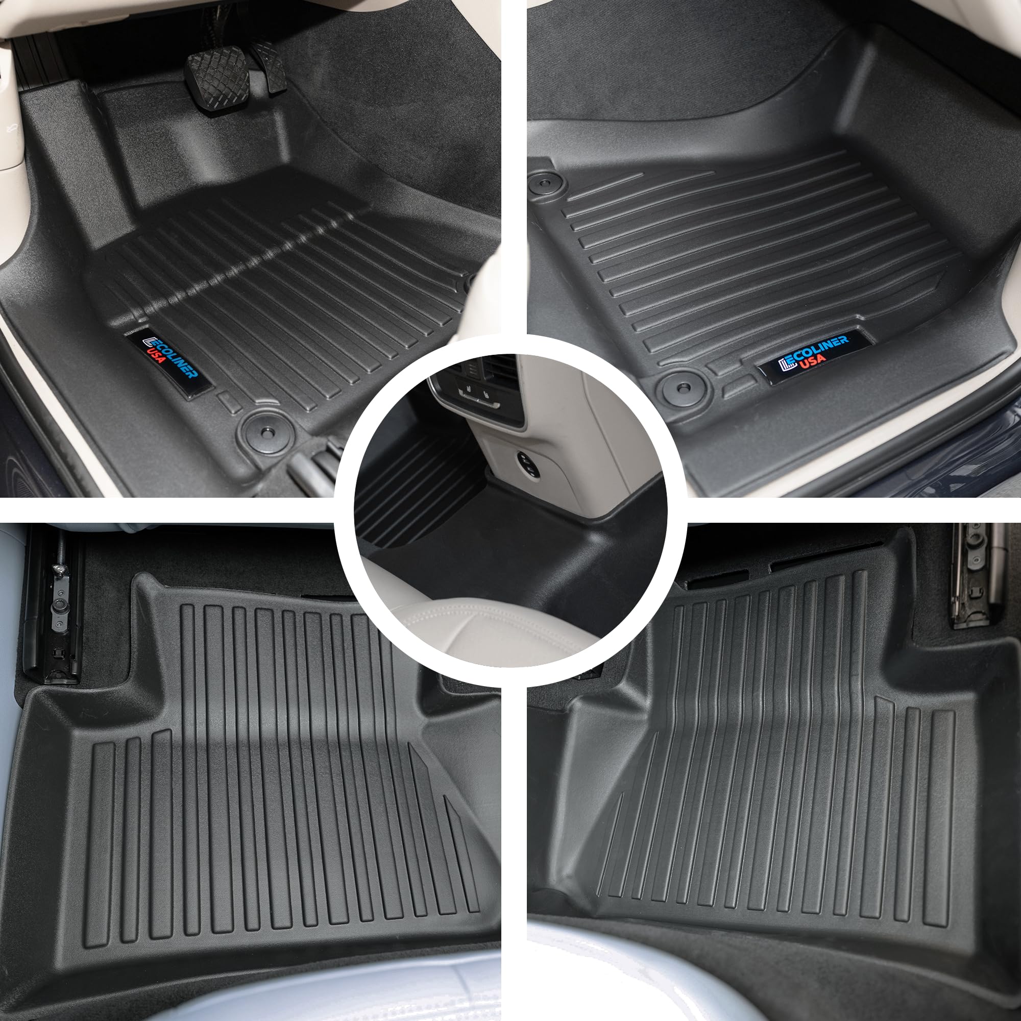 Custom 3D All-Weather Floor Mats For Porsche Macan (2015-2025) - Black TPE Liners, 1st & 2nd Row Set - View #7