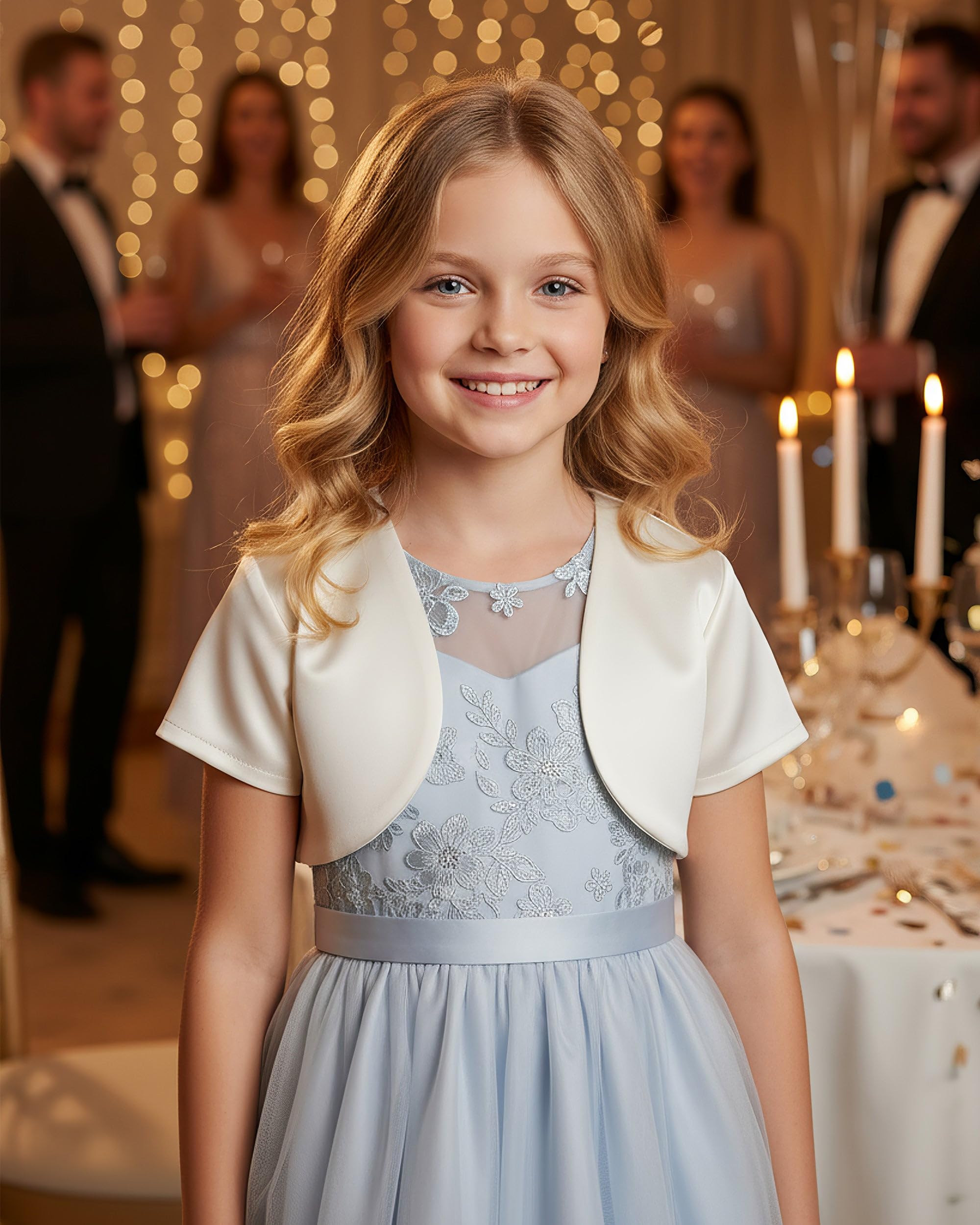 BlackButterfly Enfants Satin Manche Courte Boléro Filles