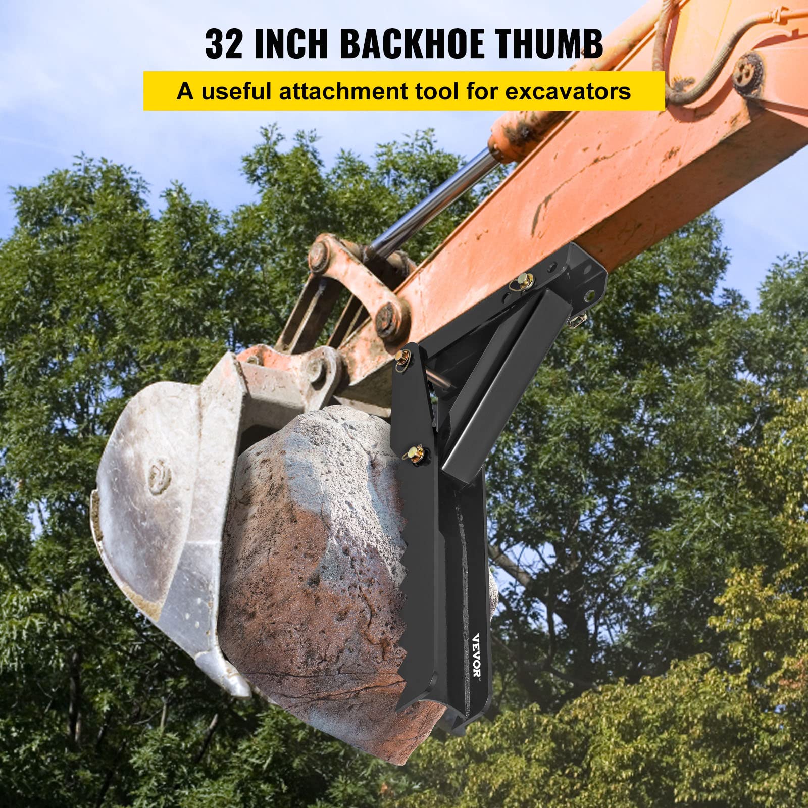 VEVOR Koparko-ładowarka calowa 81,3 cm, grubość zębów 12,7 mm, wytrzymała łopata calowa, spawane uchwyty na kciuki ze stali czarnej, regulowany kciuk mechaniczny do łopaty w stylu retro