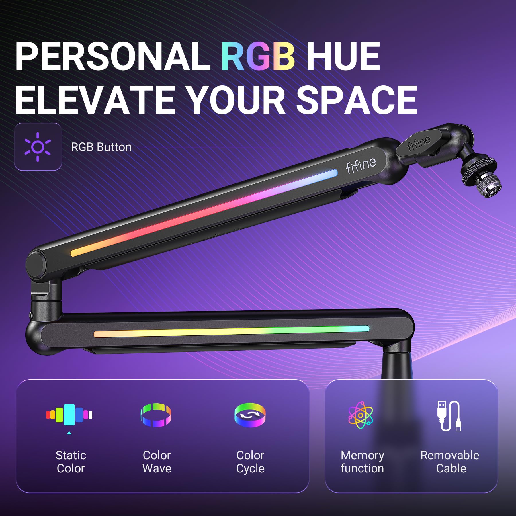 Amazon.com: FIFINE BM88Pro RGB Low Profile Microphone Boom Arm for