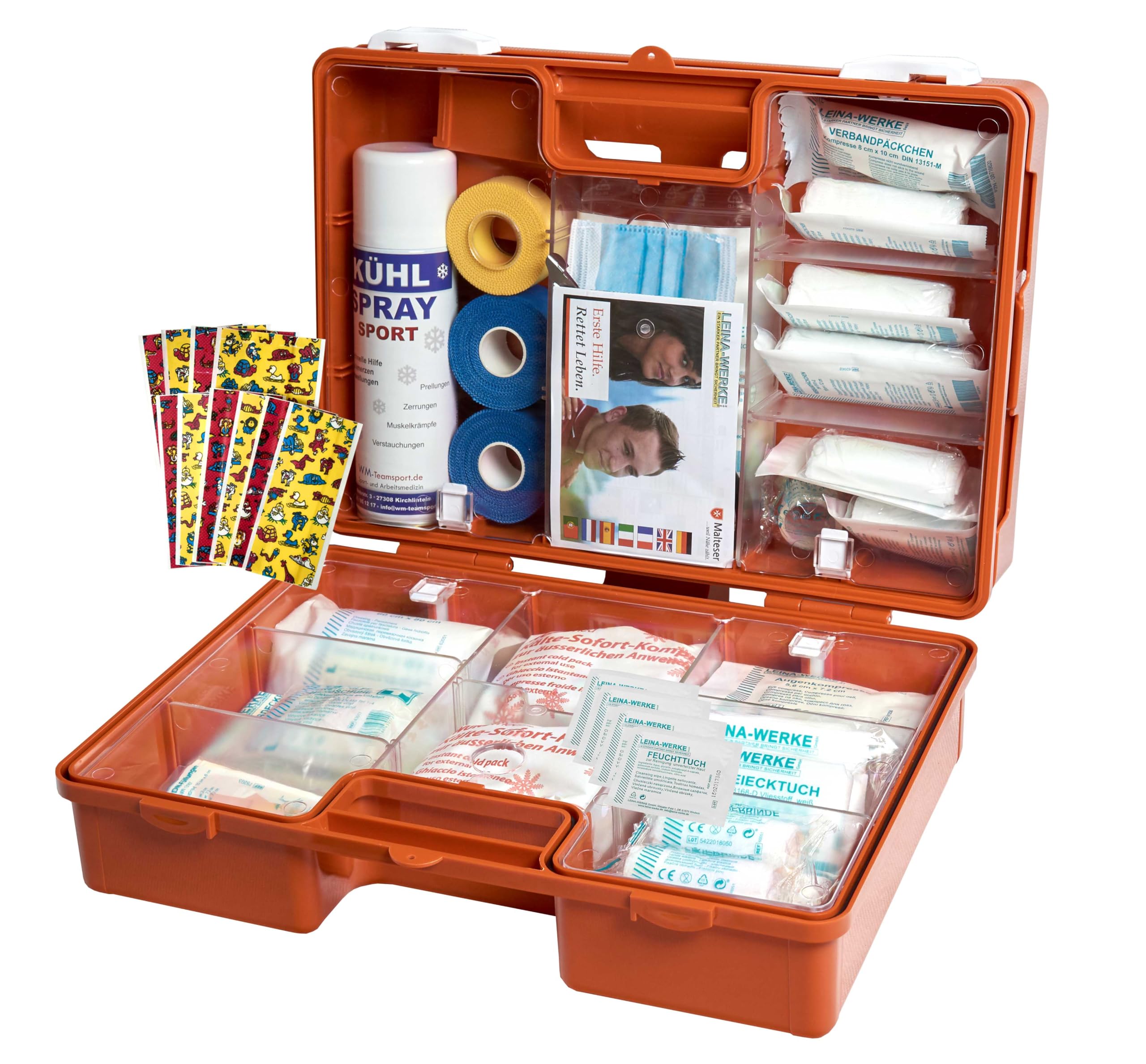 SPORT-Sanitätskoffer "PRO +" Erste-Hilfe Koffer nach aktueller DIN 13157 & 13164 + Sport-Ausstattung mit Kältebehandlung + Sporttape