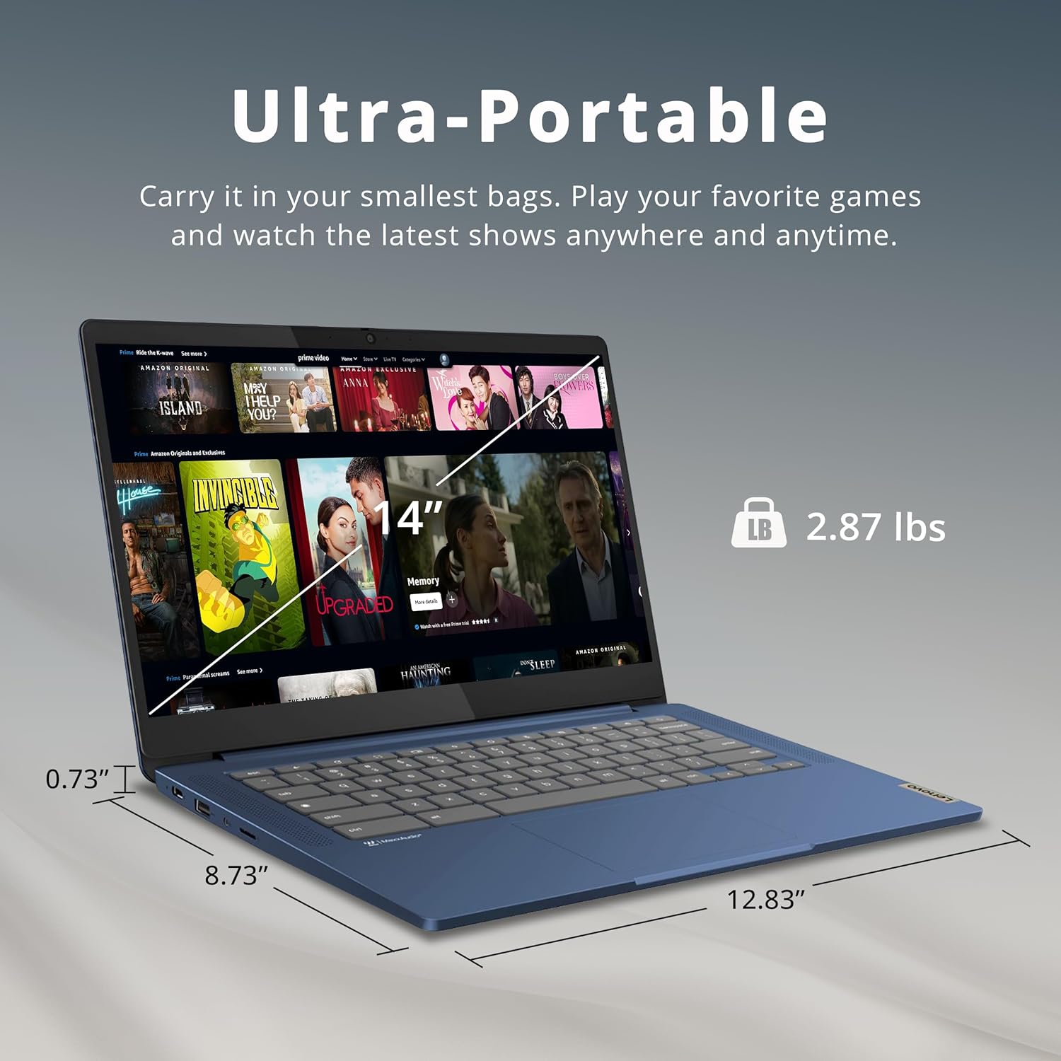 Lenovo IdeaPad Slim 3 Chromebook, 14" FHD Touchscreen, MediaTek Kompanio 520, 4GB LPDDR4X, 64GB eMMC, ARM Mali-G52 2EE MC2, HD Webcam, WiFi 6, Chrome OS, Blue (Renewed)