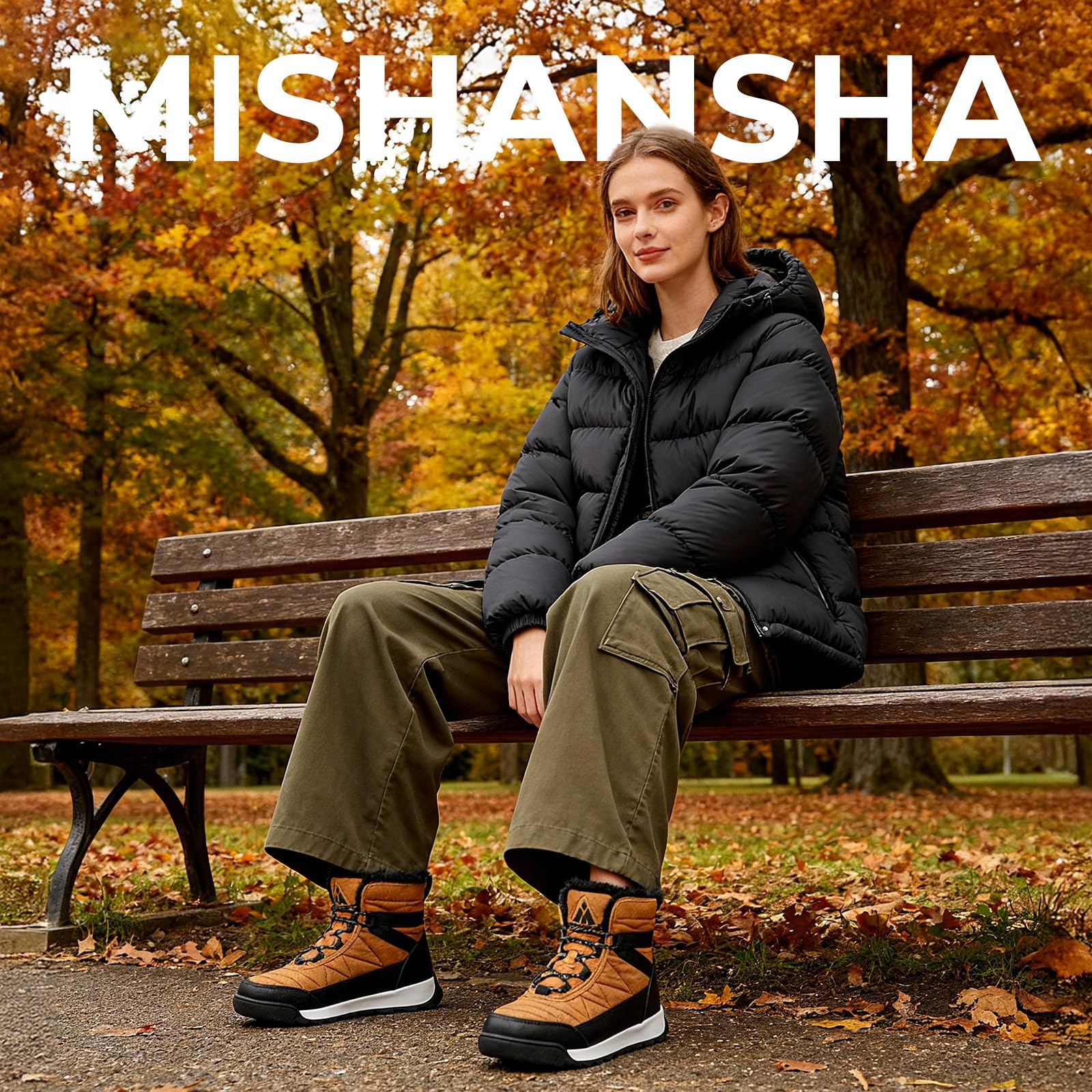 Mishansha Stivali Donna Invernali Scarpe Neve Stivaletti Pelliccia Fodera Caldo Antiscivolo Stivali da Neve Taglie 36-42