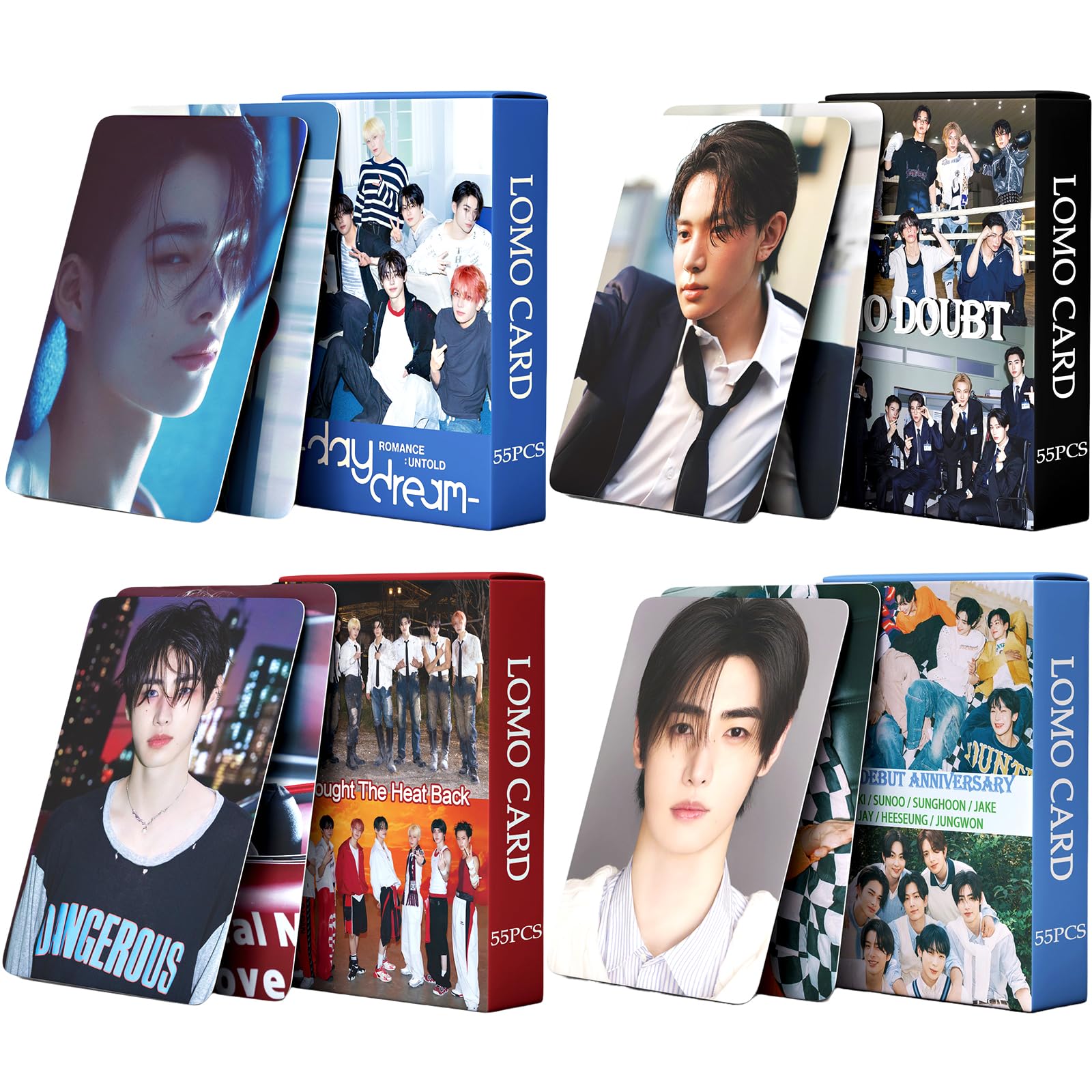 PYAJUU4Pack/220Pcs ENHYPEN Photocard Set KPOP DAYDREAM Album Cards NO DOUBT Photo Brouht the Heat Back Post Cards 4th Anniversary Greetings Merch Gift for ENGENE