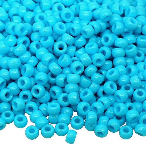 Miniatura 83 de 1000 cuentas de poni de 0.354 in, cuentas de barril de plástico blanco para collares, cuentas de pelo para trenzas, llavero, fabricación de joyas