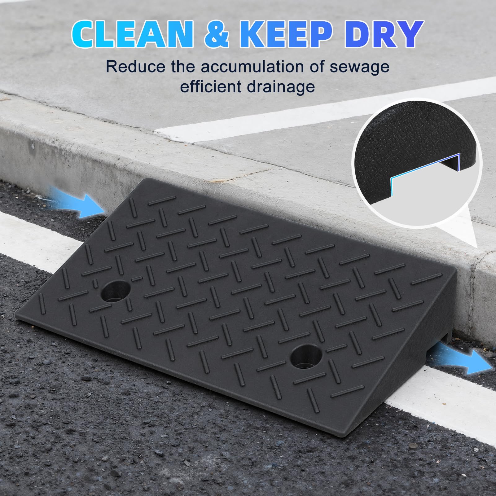 1 para ramp podjazdowych 10 cm, wytrzymała, antypoślizgowa gumowa rampa progowa, udźwig 3175 kg, 50 x 30 cm do samochodów, wózków inwalidzkich, skuterów (czarna)