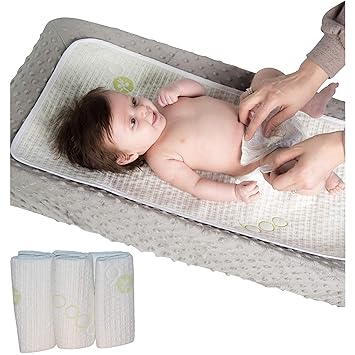 Bamboo Rayon Waterproof Rayon Changing Table Mat (3 Pack) - Reusable Diaper Changing Liners - Leak-Proof - Non Slip Table Top Changing Pad - 27 x 14 inches