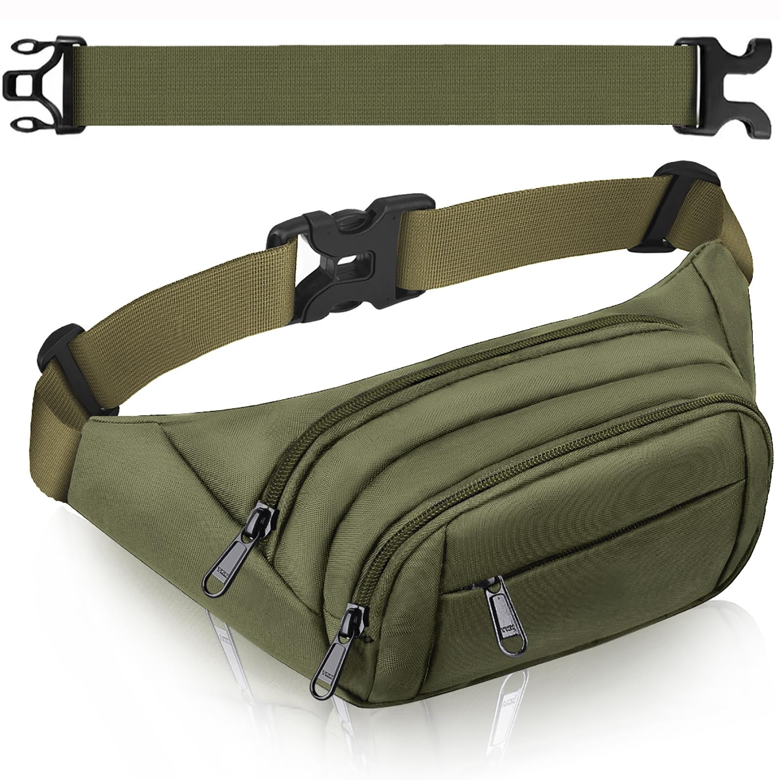 4 Taschen Bauchtasche Damen mit 35 cm verlängertem Gürtel Gürteltasche Herren Große Kapazität wasserdichte Hüfttasche Schwarz für iPad mini & iPhone 12 pro max- Bauchtasche für Sport