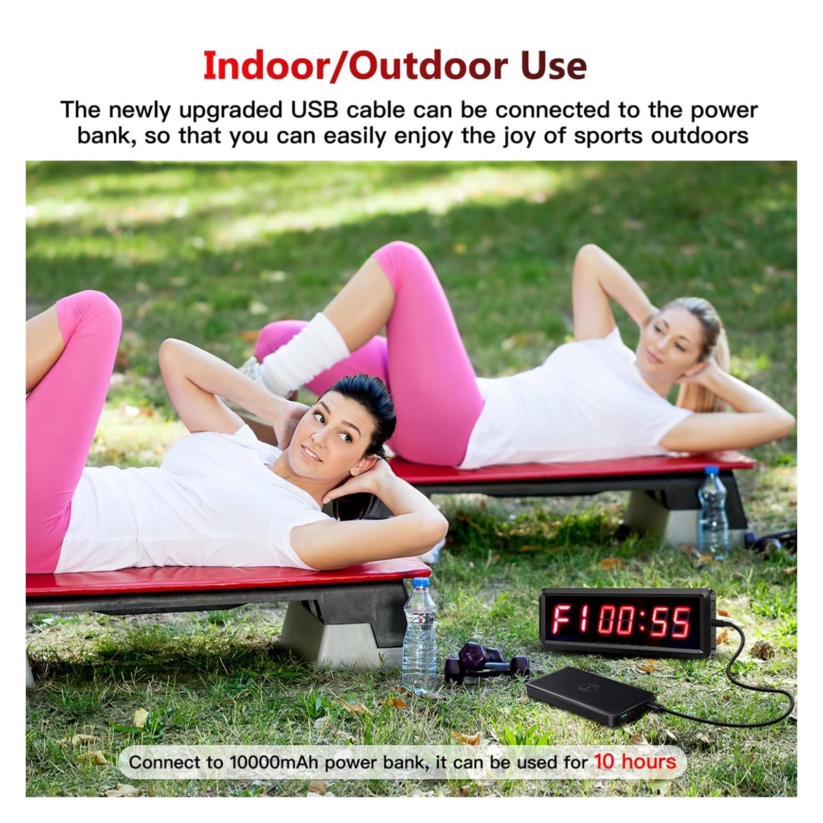 Minuterie de Salle de Sport, 1.5 Pouces Programmable Télécommande LED Minuterie Intervalle Minuterie Garage Minuterie Entraînement Sportif Horloge Gym Minuterie