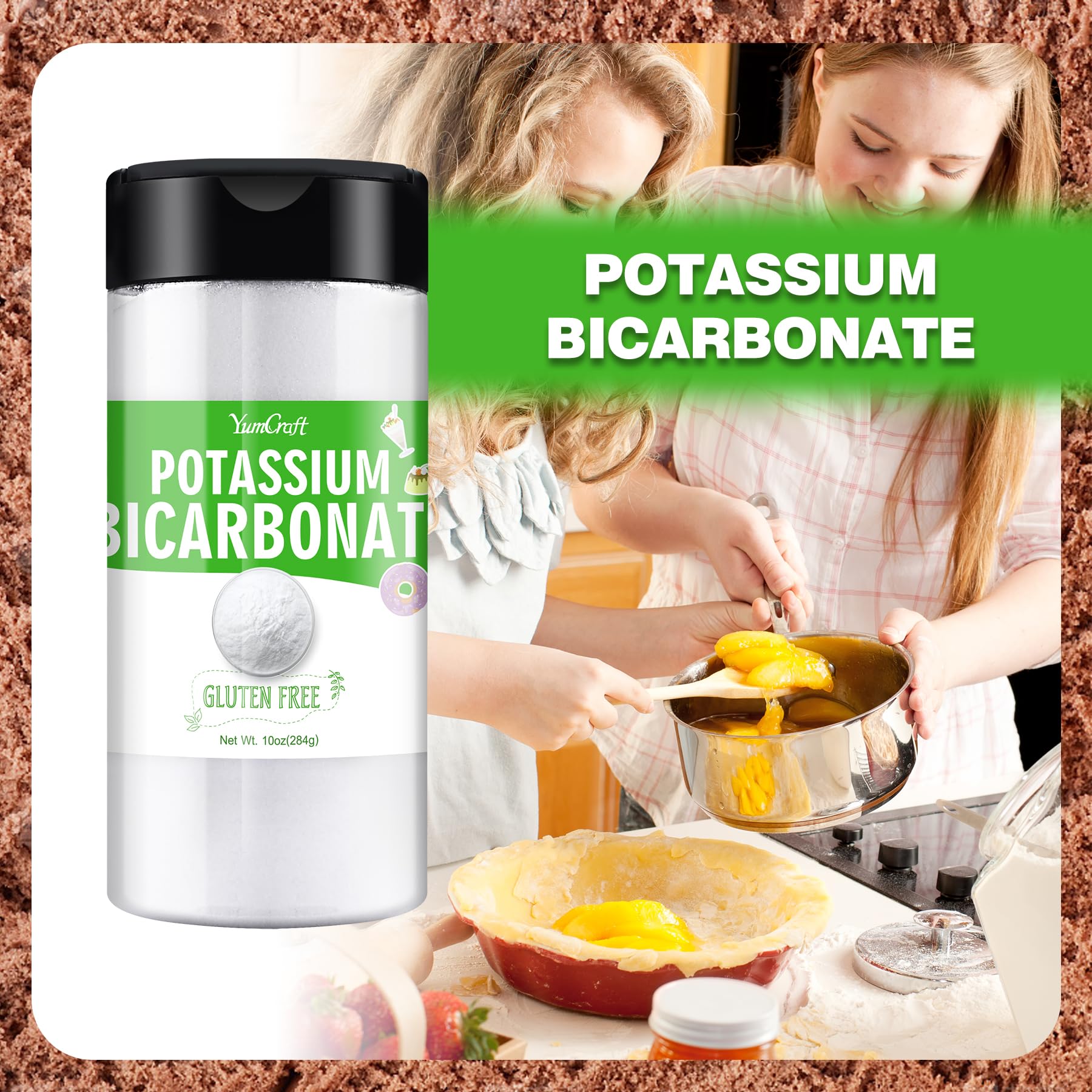 284 g Bicarbonato de potasio, 100% de grado alimenticio puro, vegetarianismo, agente fermentado adecuado para planta, pastel, vino, enzima, fermentación de soda natural de grado alimenticio