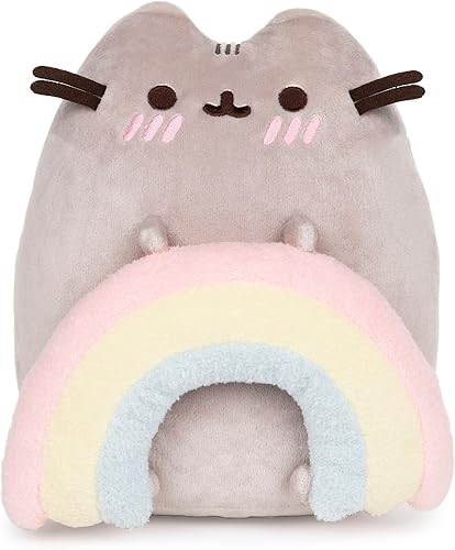 GUND Pusheen con juguete de peluche arcoíris, gato Kawaii para edades de 8 años en adelante, gris/arcoíris, 9.5 pulgadas