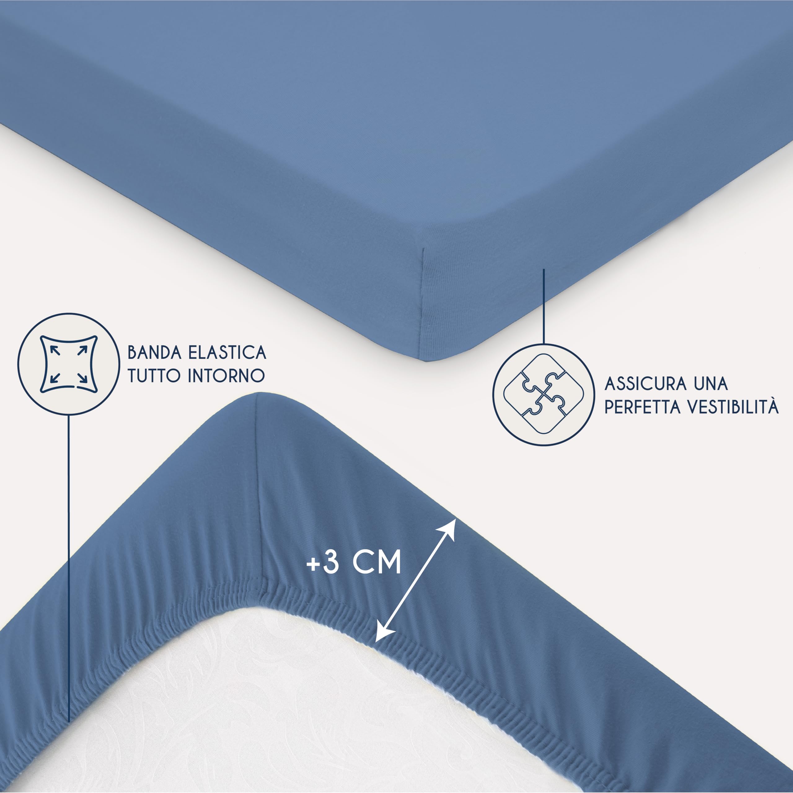 Dreamzie Lenzuolo Con Angoli Cotone - 180x200 - Oeko Tex certificato - Blu - Lenzuolo con Angoli Matrimoniale 180x200