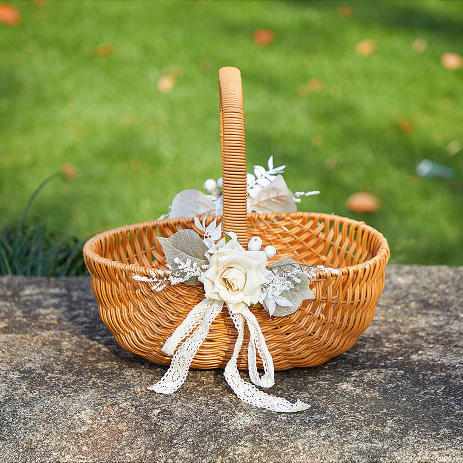 Amazon.com: MEUMITY Wedding Flower Girl Basket Set,Wicker Rattan