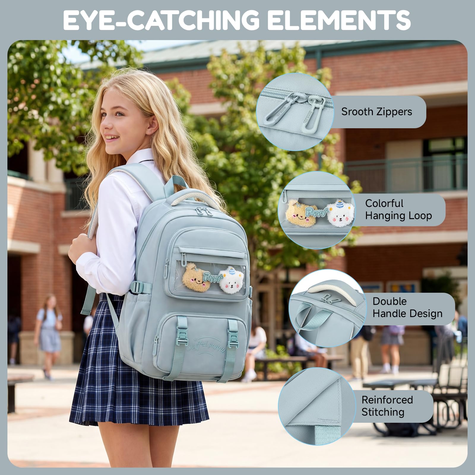Amythe Schulrucksack Mädchen Teenager 3. - 7. Klasse für Schule Reisen