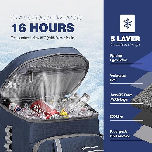 Miniatura 59 de Maelstrom Mochila enfriadora - Bolsa de almuerzo suave aislada para 35/50 latas para camping, playa, senderismo y compras Azul