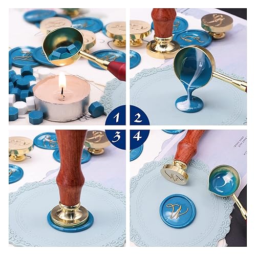 Miniatura 6 de SWANGSA Sello de cera con letra inicial del alfabeto V, elegante sello de sellado de letras para invitación de fiesta de boda, envoltura de regalo,