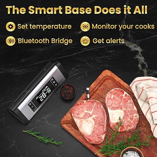 Miniatura 8 de Termómetro inalámbrico de carne de 800 pies, termómetro digital de cocina con 1 sonda, recargable inalámbrico, función de alarma, lectura
