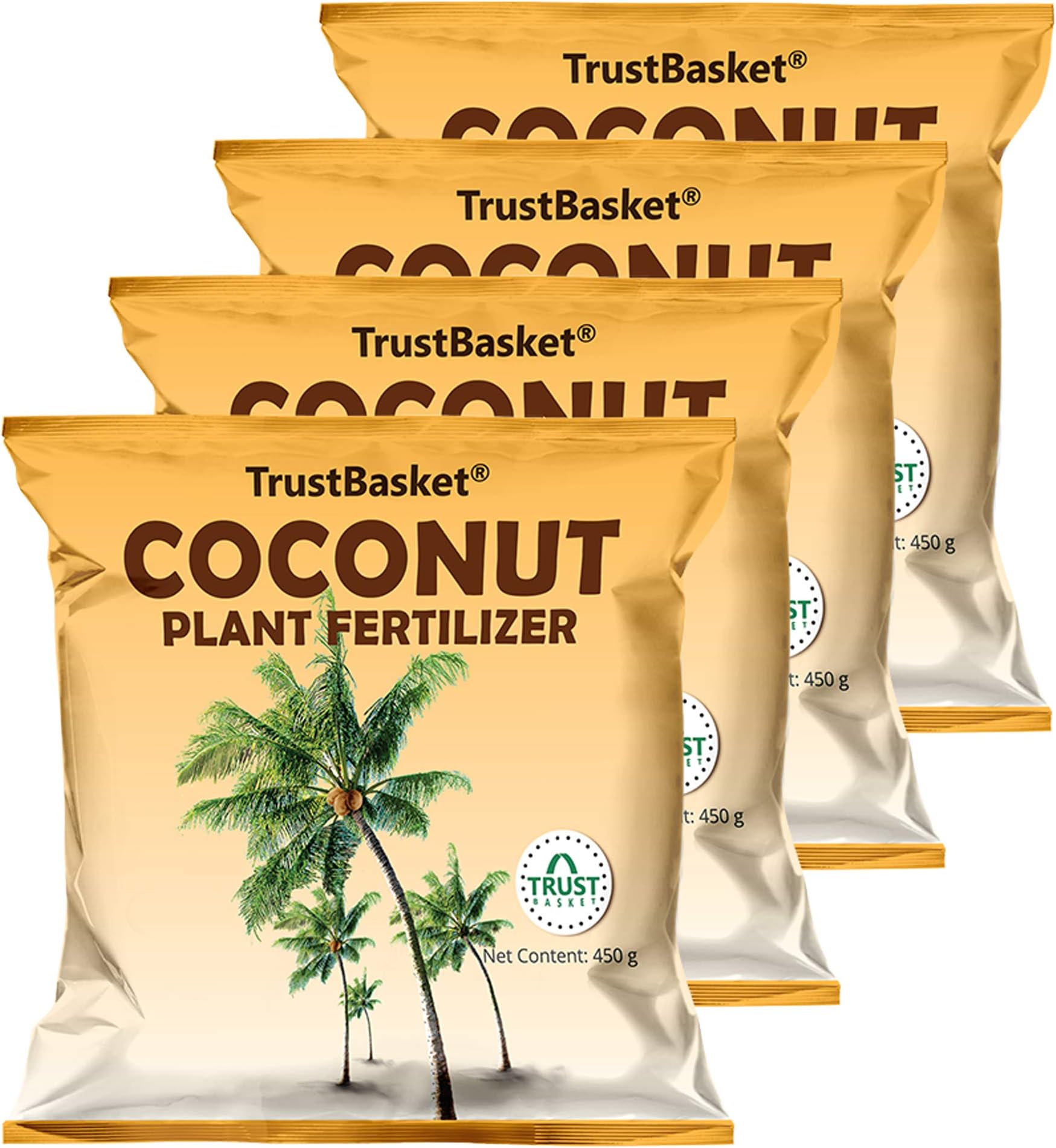TrustBasket Coconut Plant Fertilizer(450 gm) - Set of 4 | Essential Organic Fertilizer for the Overall Growth of Coconut Trees | Combination of Macro & Micronutrients