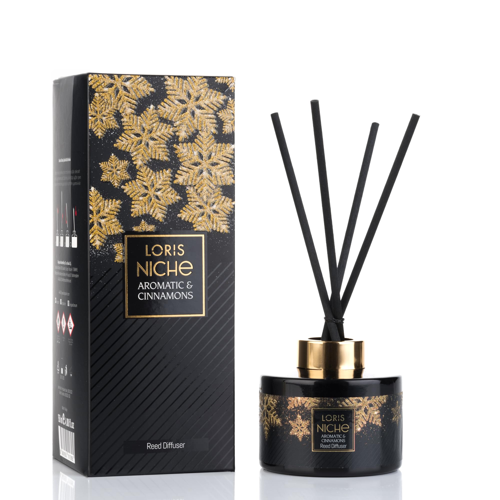 Loris Reed Diffuser – Aromatic Home Fragrance with Natural Essential Oils, 5.07 fl oz/150 mL – Long‑Lasting, Non‑Toxic, Gift Ready Scented Diffuser with Sticks for Room&Bathroom (Aromatic Cinnamon)