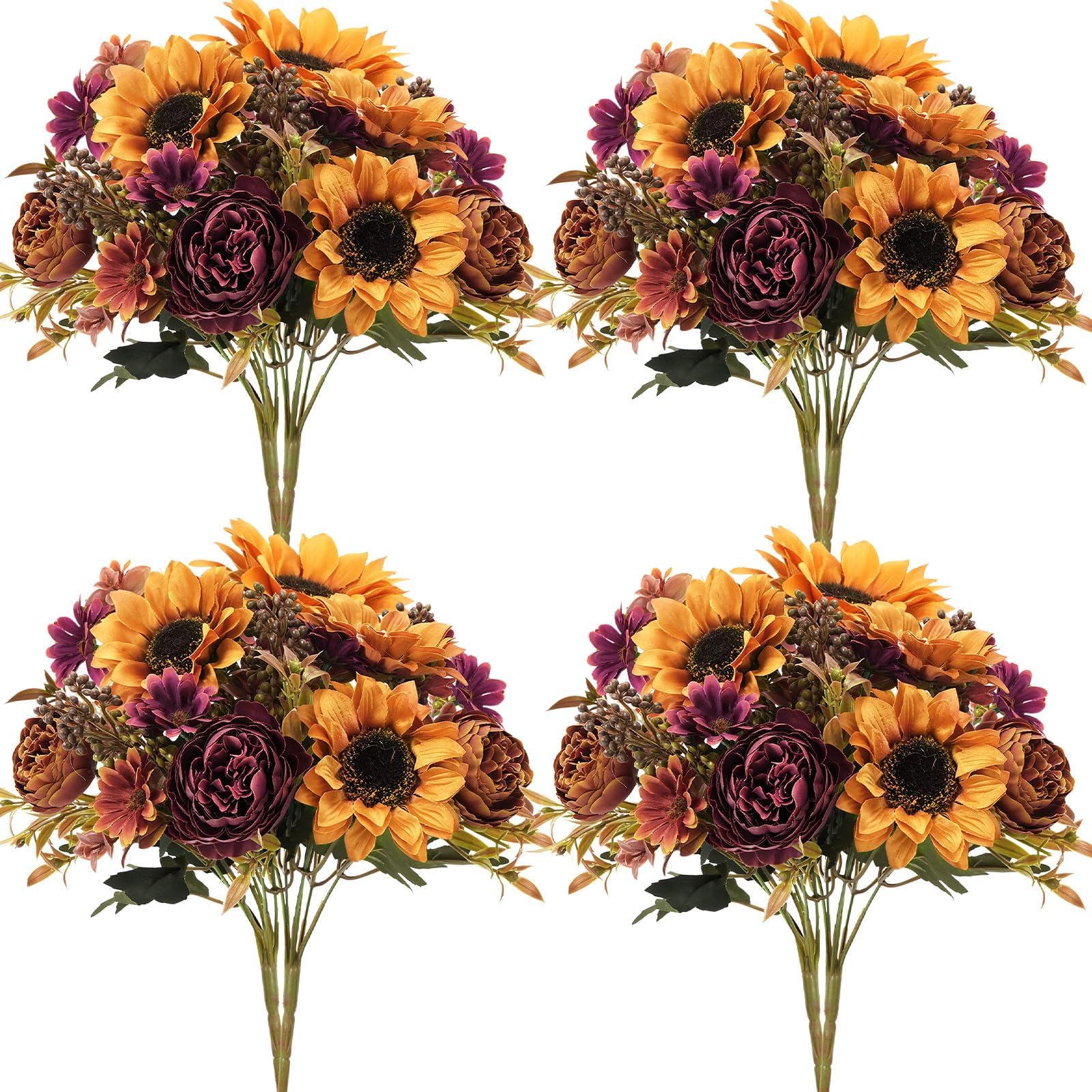 Bouquet di fiori artificiali autunnali con margherite finte, in seta, 8