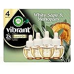 Air Wick Vibrant Plug In Scented Oil Refill, Infused with Essential Oils, Plug In Air Fresheners for Home, White Sage & Mahogany, 4 ct