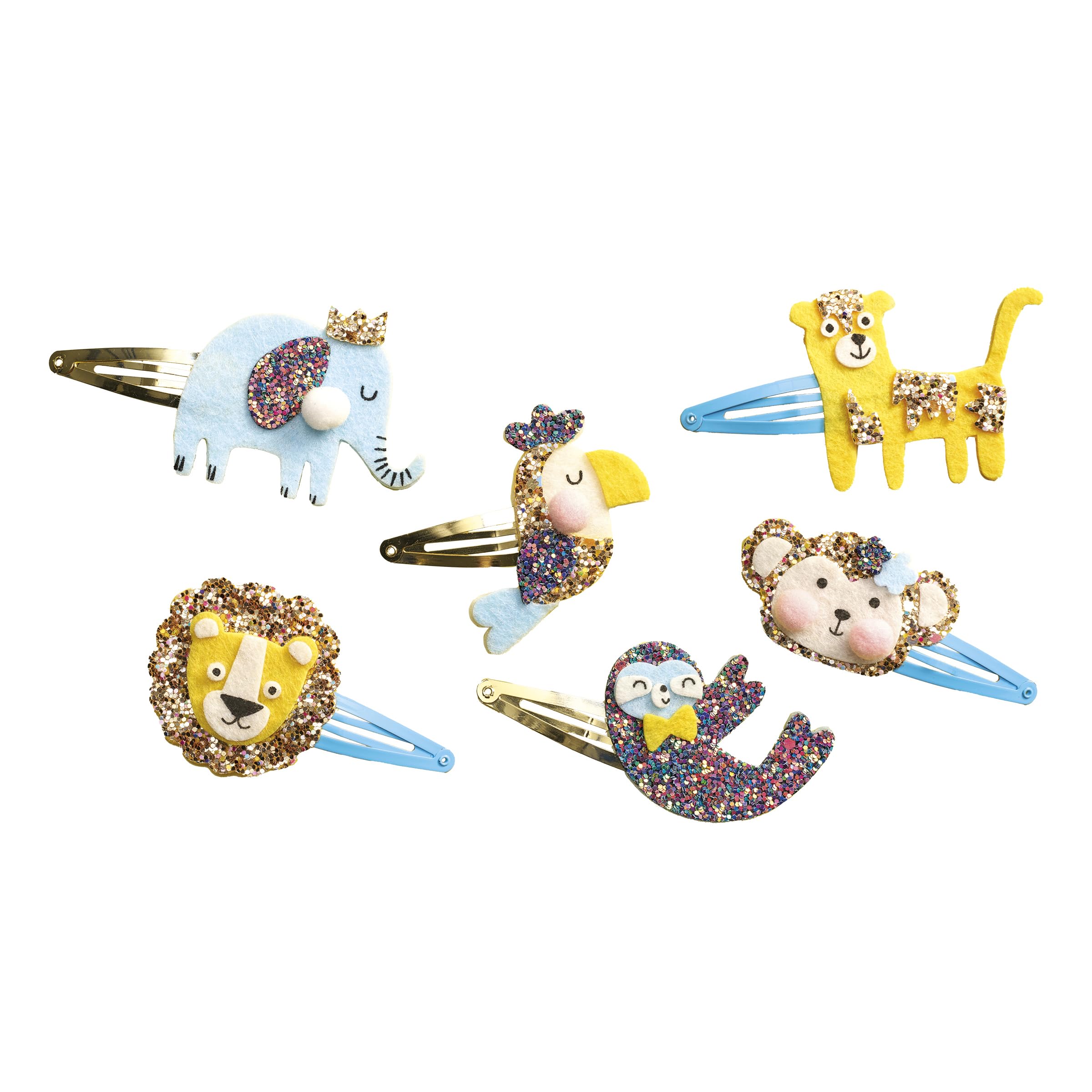 Janod, Set of 6 hair clip to Create, Exotic Animals, Children's Creative Leisure Kit, Fine motor skills and creativity - Image 2