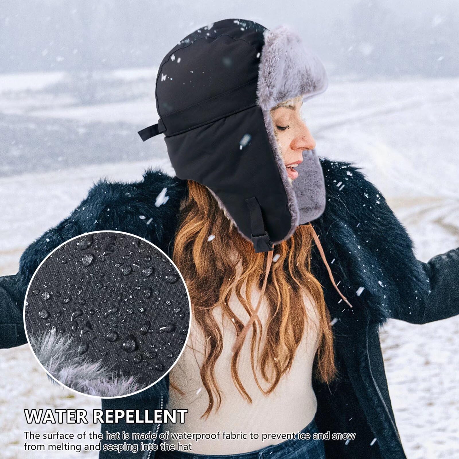 GADIEMKENSD Chapeau de Trappeur Ushanka d'hiver avec Rabat d'oreille et mentonnière Unisexe