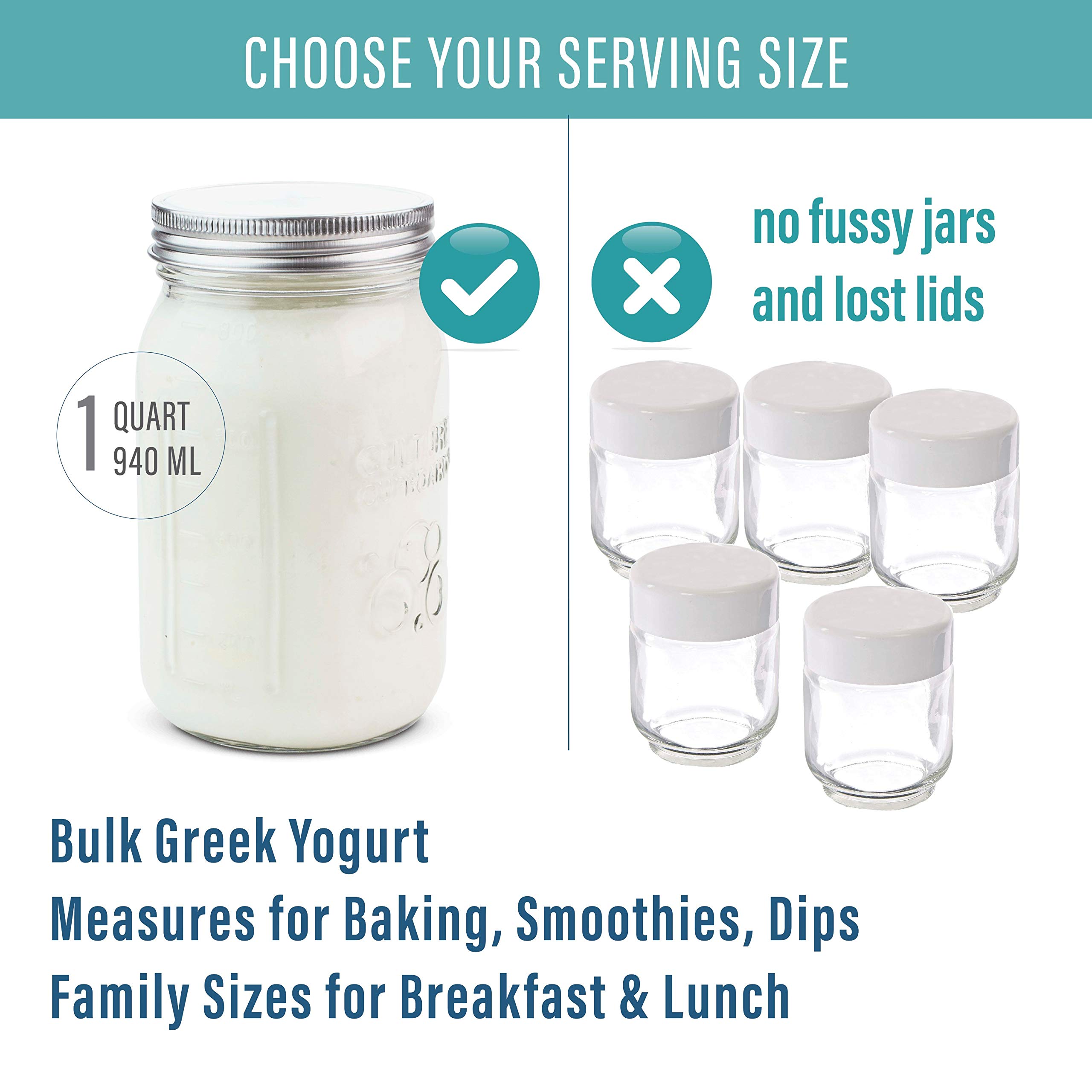 Stainless Steel Yoghurt Maker with 1 Quart Glass Jar and Complete