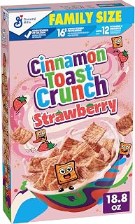 Cinnamon Toast Crunch Crispy Strawberry Cereal, Family Size 18.8 oz - Cinnamon Swirl Breakfast Cereal with CINNADUST