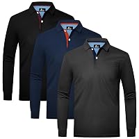 SwissWell Polo Uomo Manica Lunga Pacco da 3 Polo Golf Lavoro Traspirante Maglietta
