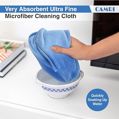 Miniatura 5 de Paquete de 12 paños de limpieza de toallas de microfibra, tamaño 12.6 x 12.6 pulgadas, azul, sin pelusas, súper absorbente, sin rayas, lavable,